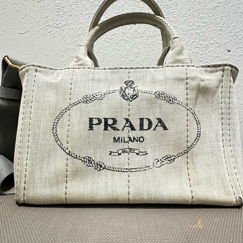Prada Beige Canvas Tote Bag